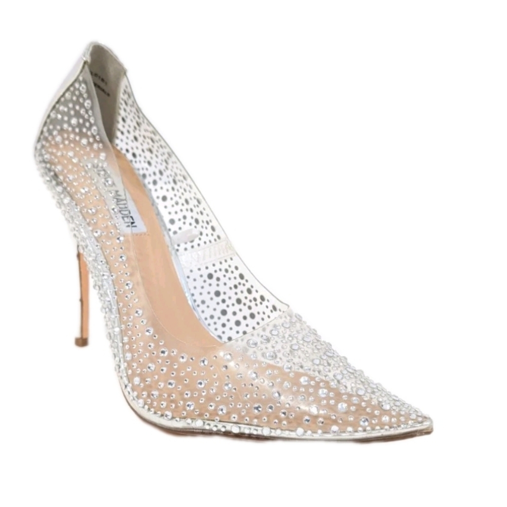 Steve Madden Kaidel Pumps sz 7.5 Women Rhinestone Heels Clear Stiletto crystals